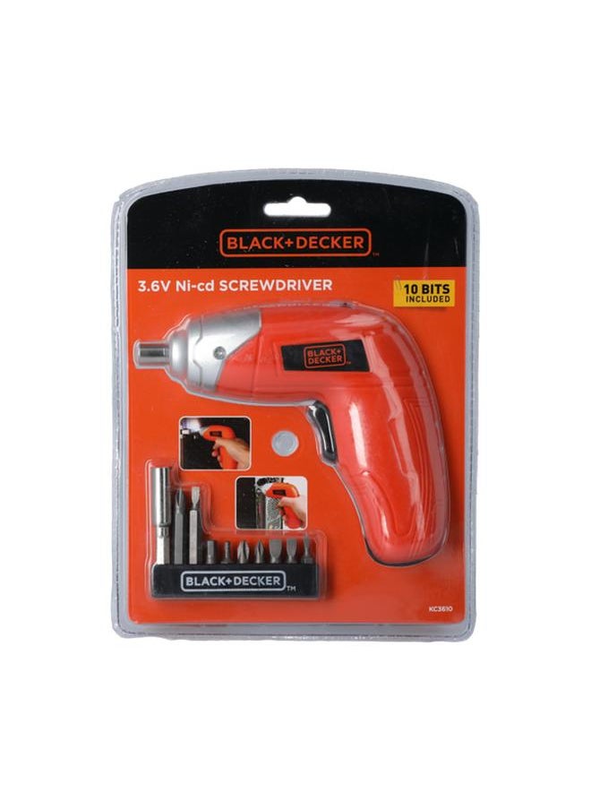 BLACK+DECKER Black & Decker 3.6V Li-Ion Cordless Power Screwdriver Kit with 10-Piece Bit KC3610-B5  - Image 1