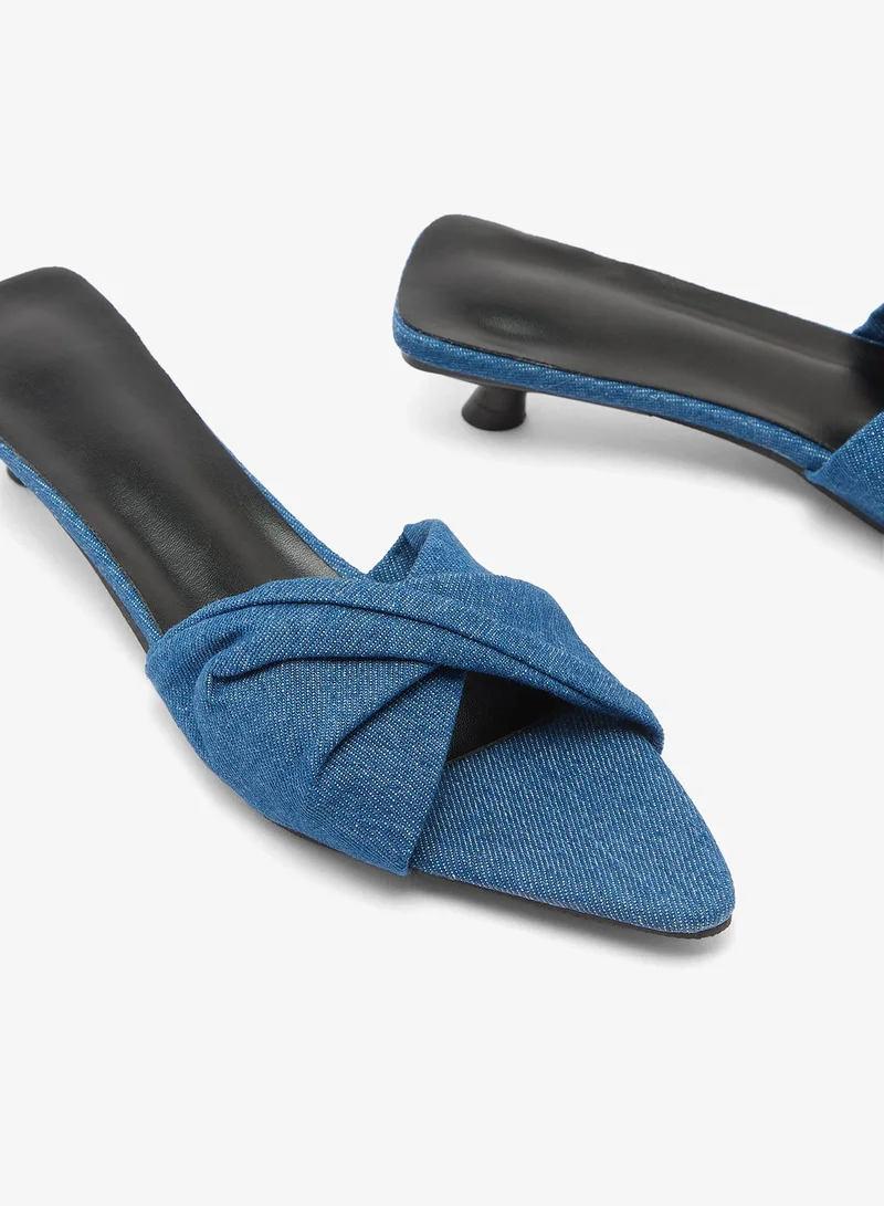 Ella Blue Wrap Detail Denim Kitten Heels for Women | Best Price UAE