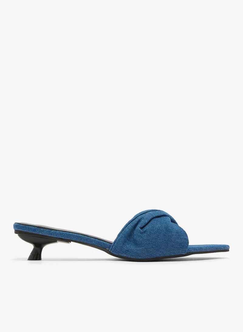 Ella Blue Wrap Detail Denim Kitten Heels for Women | Best Price UAE