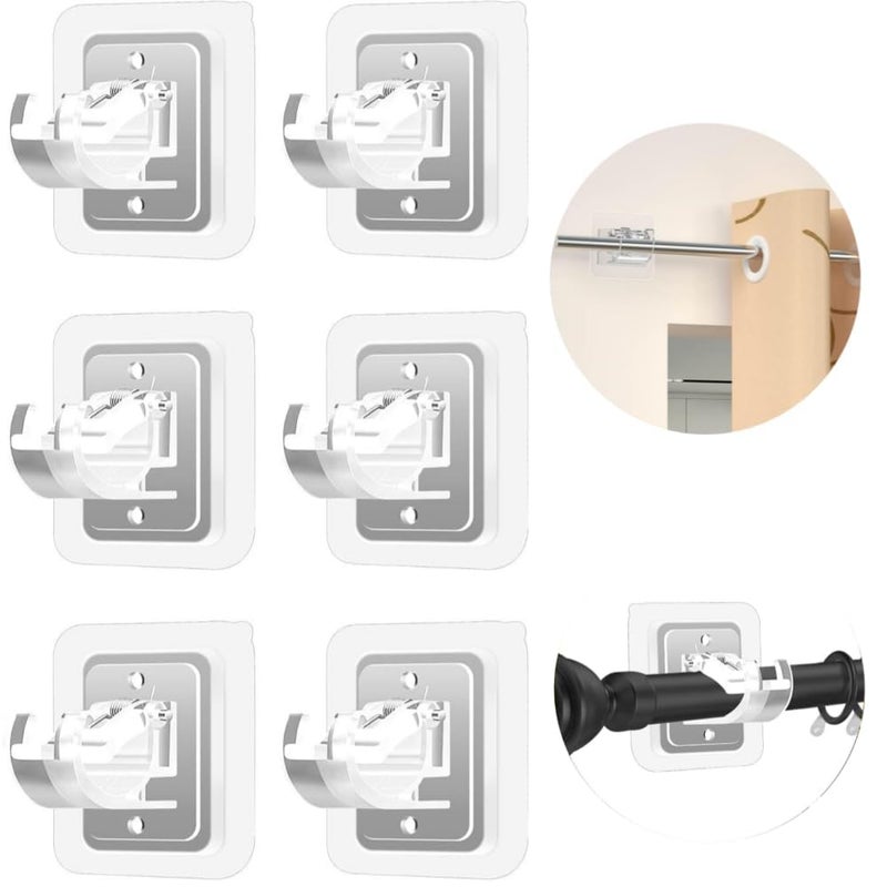 Melgoza 8 Pcs SelfAdhesive Curtain Rod Holder Hooks No Drill Adjustable Curtain Rod Brackets NailFree Wall Curtain Holders HeavyDuty Curtain Rod Hangers for Home Bathroom Kitchen Hotel - Image 1