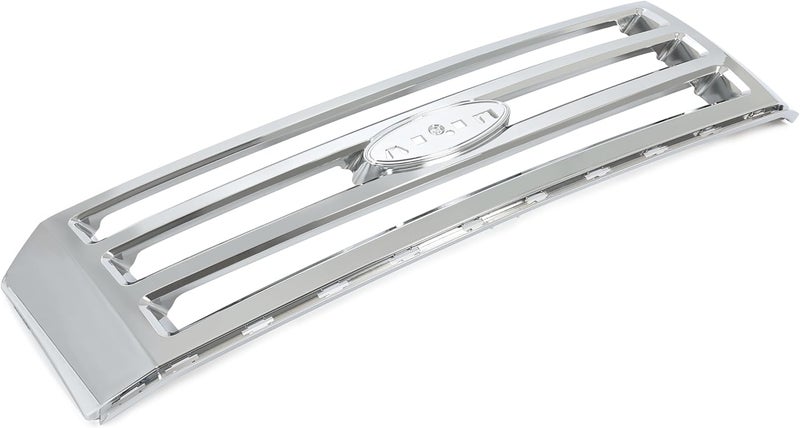 HECASA Front Grille Compatible with 2007-2014 Ford Expedition - Silvery ABS Plastic Chrome Replacement - Image 3