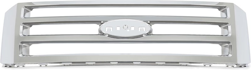 HECASA Front Grille Compatible with 2007-2014 Ford Expedition - Silvery ABS Plastic Chrome Replacement - Image 5