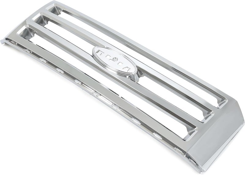 HECASA Front Grille Compatible with 2007-2014 Ford Expedition - Silvery ABS Plastic Chrome Replacement - Image 4