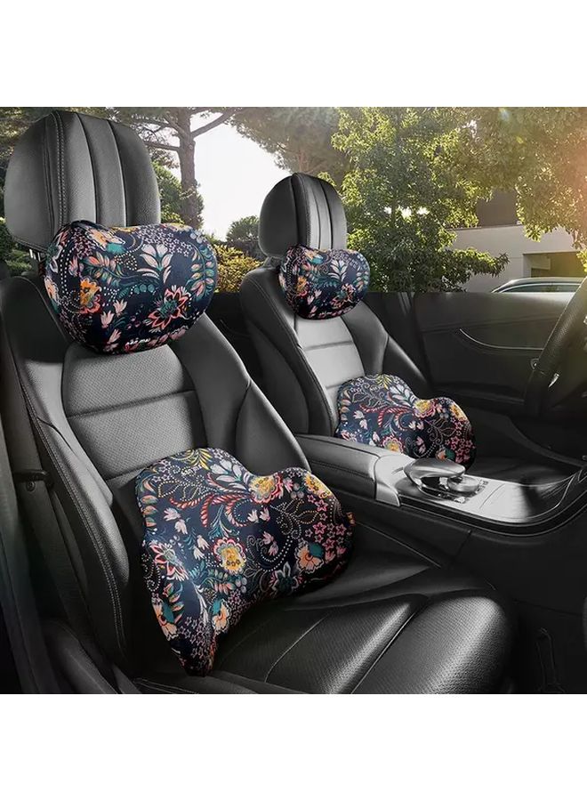 Ergonomic Memory Foam Floral Blue Car Headrest Pillow For Neck And Lumbar Support - Image 3
