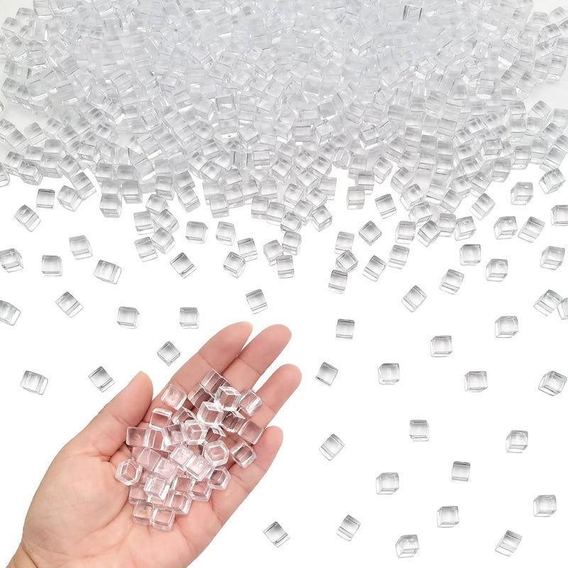 Zalaxt Fake Ice Cubes, Assorted Acrylic Ice Rocks 8 mm, 0.98 Pound Clear Plastic Ice Cubes for Miniature Dollhouse, Fake Ice for Photo Taking, Vase Filler, Home Decoration 440g - Image 1