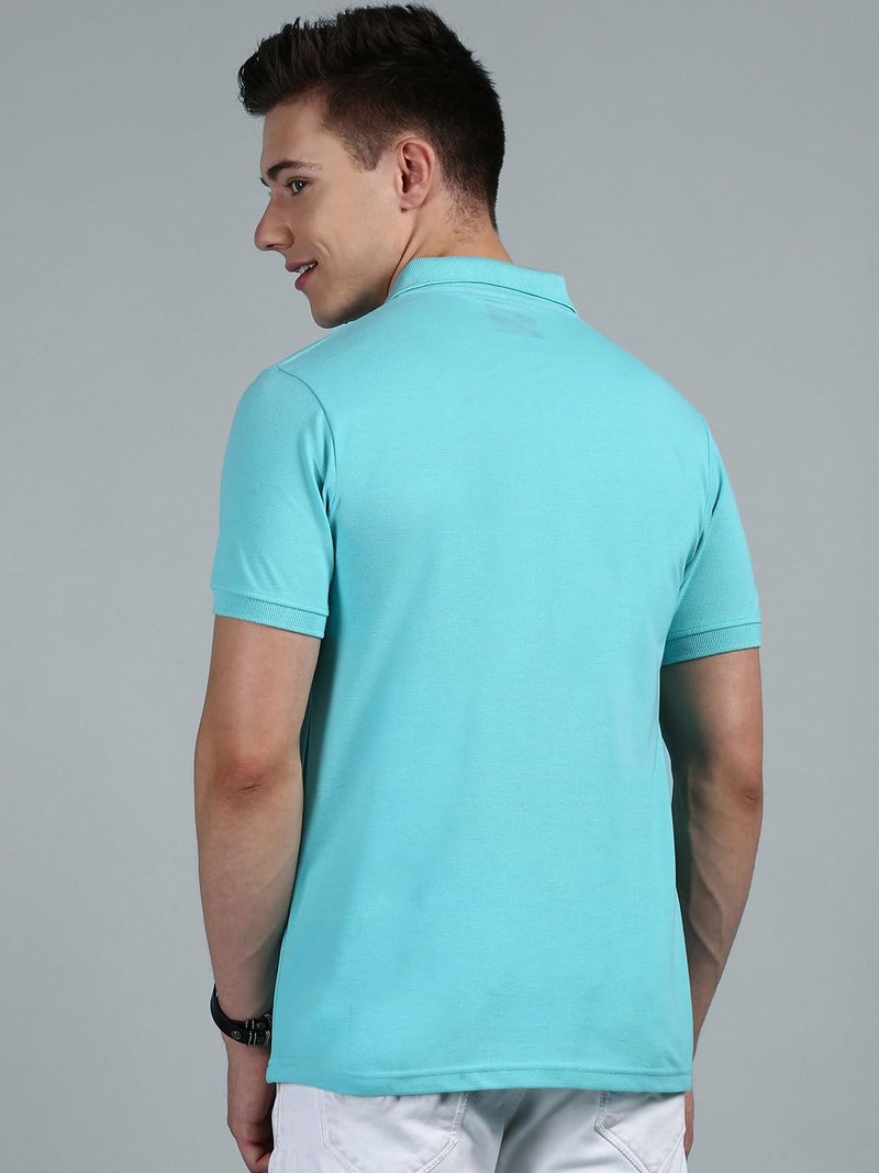 Lux Cozi Men's Pack of 2 Pool Blue and Maroon Regular Fit Polo Neck Half Sleeve Soild Casual T-Shirt (Size : 100cm) - Image 4