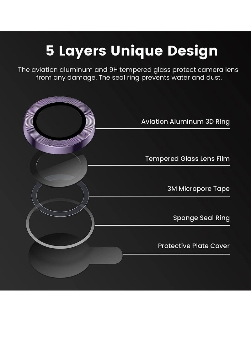 Raxoom iPhone 13 Pro Max Camera Lens Protector, 9H Tempered Glass Camera Cover Screen Protector Metal Individual Ring - Image 4