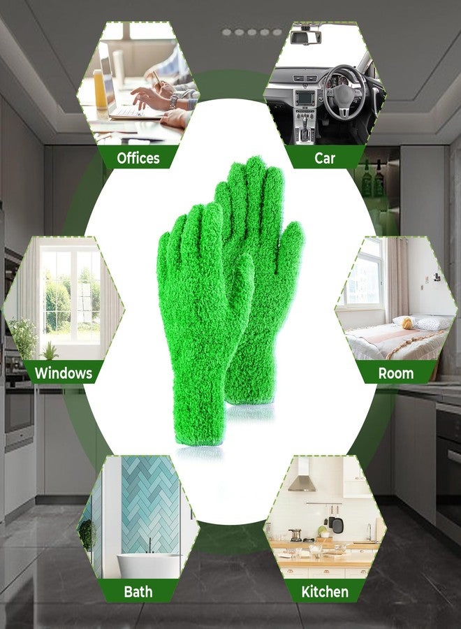 Sibba 2pcs Microfiber Dusting Mitt Gloves Auto Household Cleaning Mittens Cloth Reusable Washable Gloves for Men Women Kitchen House Blinds Plants Mirrors Lamps Car Cleaning (Dark Green) - Image 5