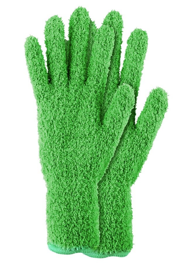 Sibba 2pcs Microfiber Dusting Mitt Gloves Auto Household Cleaning Mittens Cloth Reusable Washable Gloves for Men Women Kitchen House Blinds Plants Mirrors Lamps Car Cleaning (Dark Green) - Image 1