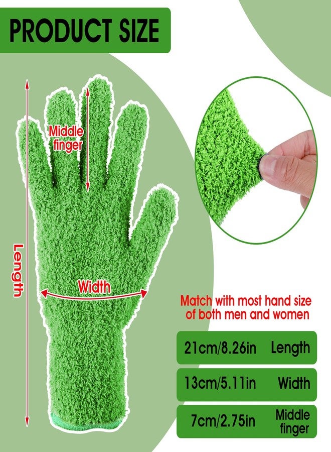 Sibba 2pcs Microfiber Dusting Mitt Gloves Auto Household Cleaning Mittens Cloth Reusable Washable Gloves for Men Women Kitchen House Blinds Plants Mirrors Lamps Car Cleaning (Dark Green) - Image 2