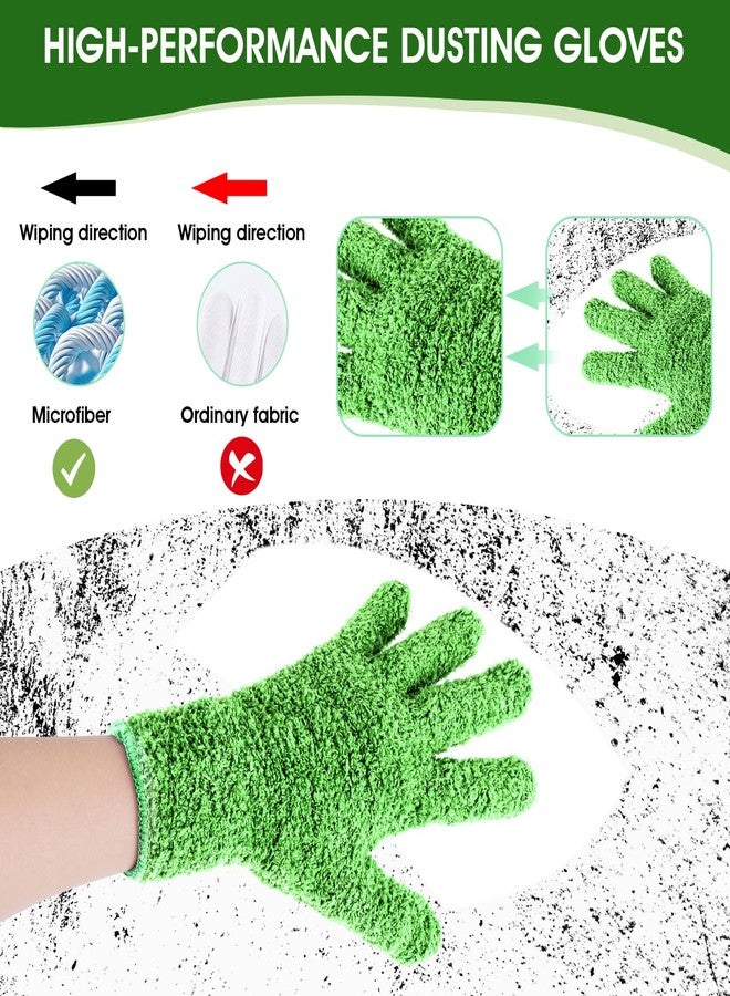 Sibba 2pcs Microfiber Dusting Mitt Gloves Auto Household Cleaning Mittens Cloth Reusable Washable Gloves for Men Women Kitchen House Blinds Plants Mirrors Lamps Car Cleaning (Dark Green) - Image 4
