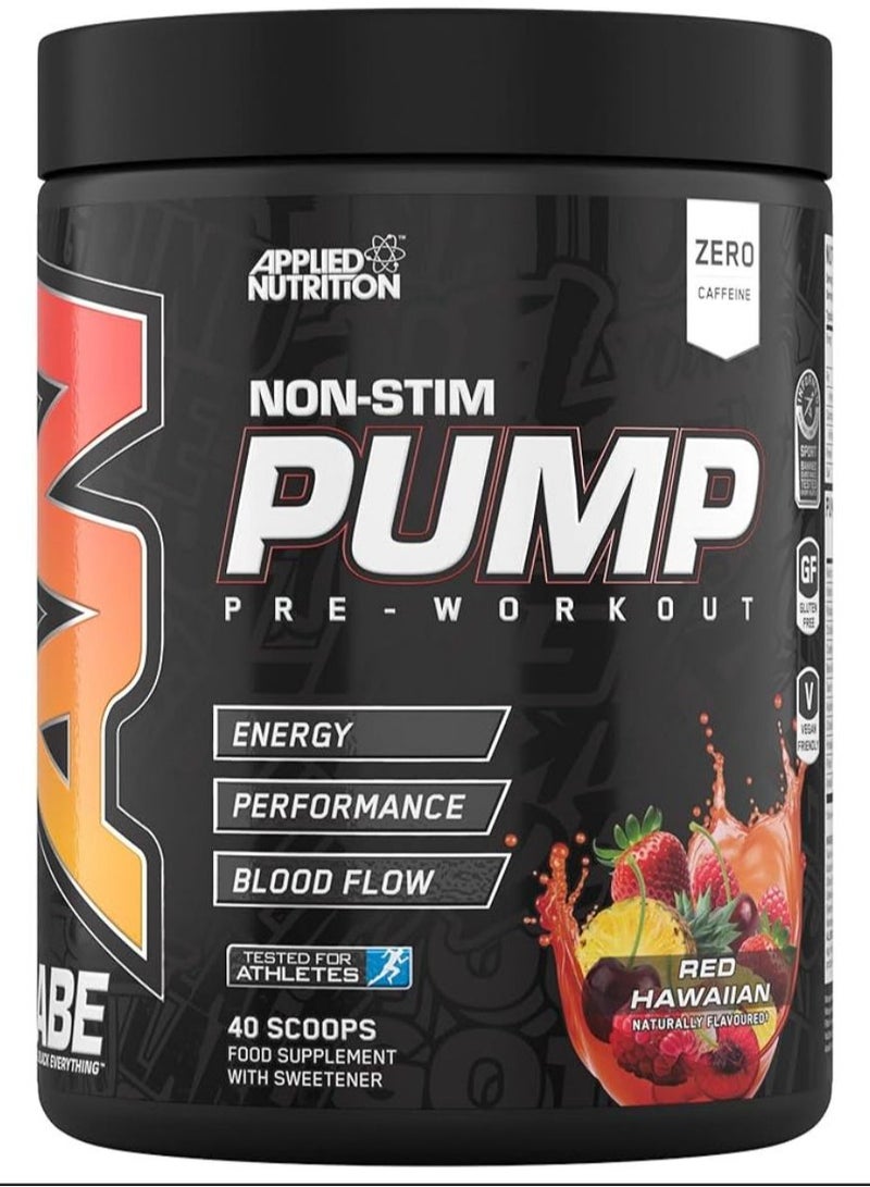 أبلايد نيوتريشن مضخة ABE قبل التمرين خالية من المنشطات - نكهة هاواي الحمراء، 40 مغرفة، 500 جم - Image 1
