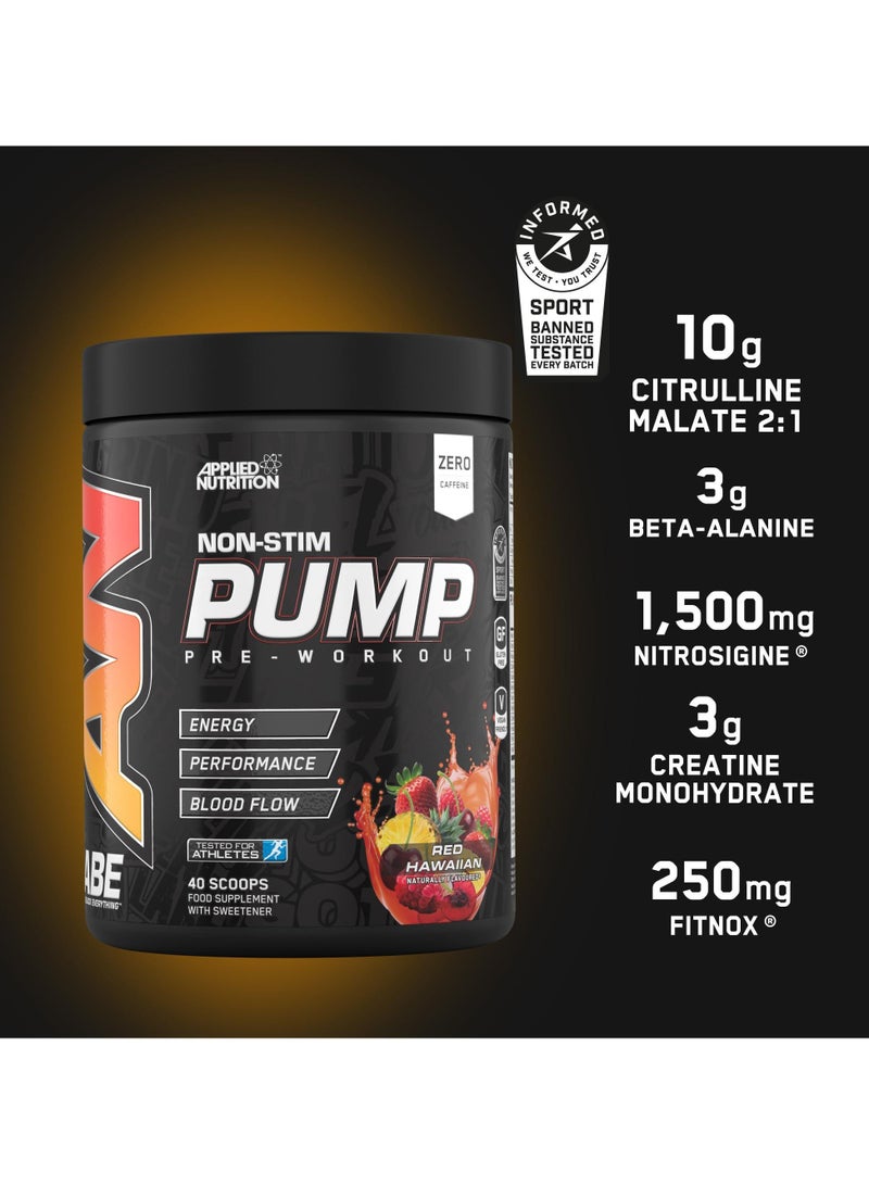 أبلايد نيوتريشن مضخة ABE قبل التمرين خالية من المنشطات - نكهة هاواي الحمراء، 40 مغرفة، 500 جم - Image 2