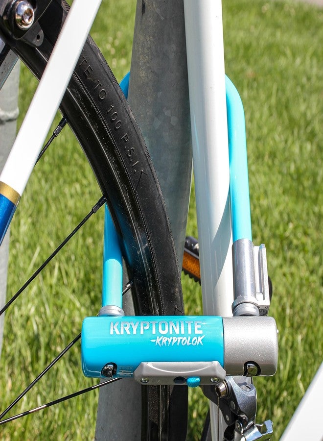 Kryptonite Kryptolok Mini-7 Bike U-Lock, Heavy Duty Anti-Theft Bicycle U Lock, 12.7mm Shackle with Mounting Bracket and Keys, High Security Lock for Bicycles Scooters, Light Blue - Image 4