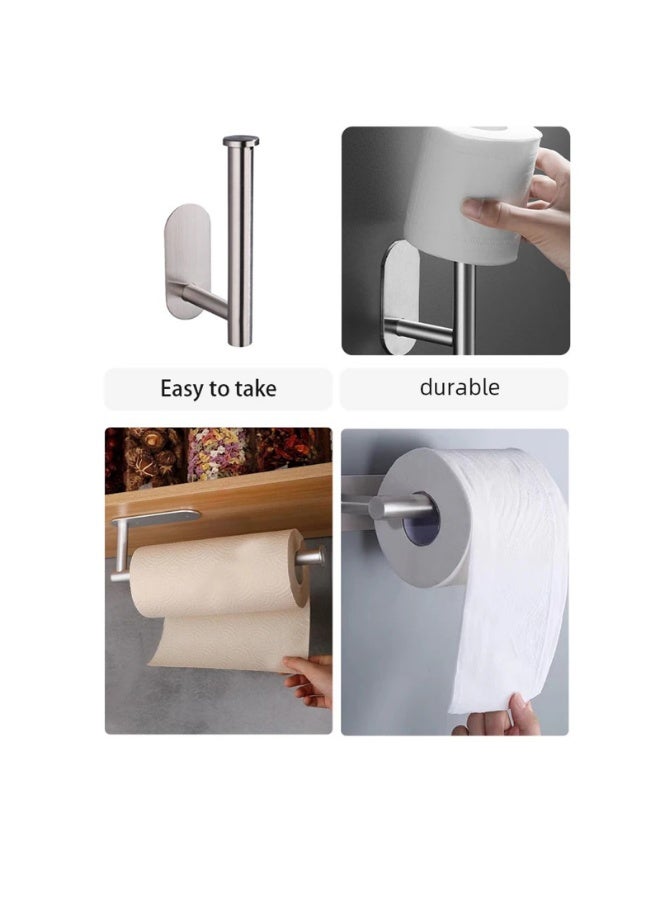 Stainless Steel Paper Towel Holder No Punch Wall Mount Paper Roll Shelving Toilet Home Bathroom Kitchen Organizer - Image 5