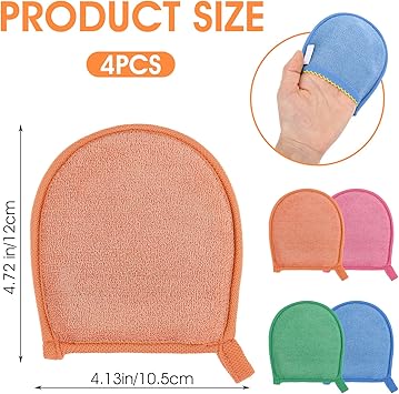 Ptwola Ptwola 4 Pcs Facial Scrub Exfoliator Mitts Scrubber Deep Hand Exfoliating Face Gloves Face Body Cleaning Mitten Skin Cleanser Dead Dry Remover Skin Scrub Pad Tool for Men Women Bath Shower Spa  - Image 2
