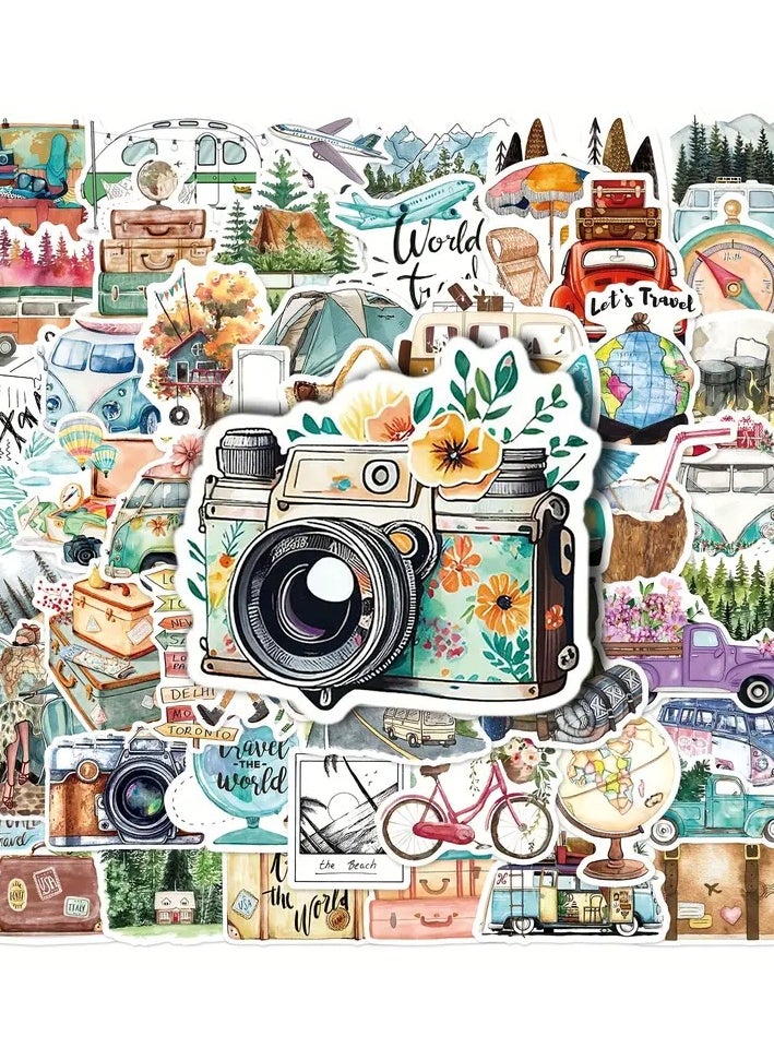 Goolsky [Popular Choice] 50pcs Outdoor Travel DIY Stickers Pack Scrapbooking Phone Luggage Laptop Car Skateboard Decorative Waterproof Graffiti Decals  - Image 1
