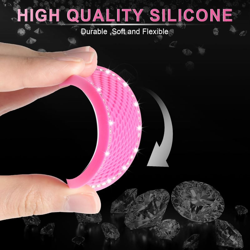 JUSTTOP Bling Crystal Rhinestone Car Cup Holder Coasters - Deep Pink - Image 4