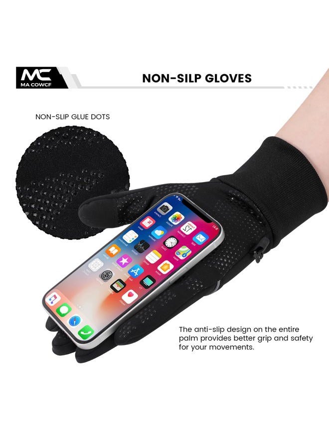 MA COWCF Winter Gloves for Men Women Waterproof Touchscreen Gloves Windproof Non-Slip Stretch for Cold Weather Warm Liner for Running Cycling Driving Hiking (Black, Large) - Image 4