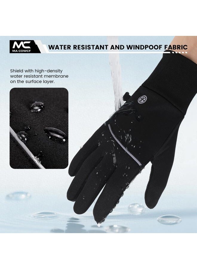 MA COWCF Winter Gloves for Men Women Waterproof Touchscreen Gloves Windproof Non-Slip Stretch for Cold Weather Warm Liner for Running Cycling Driving Hiking (Black, Large) - Image 5