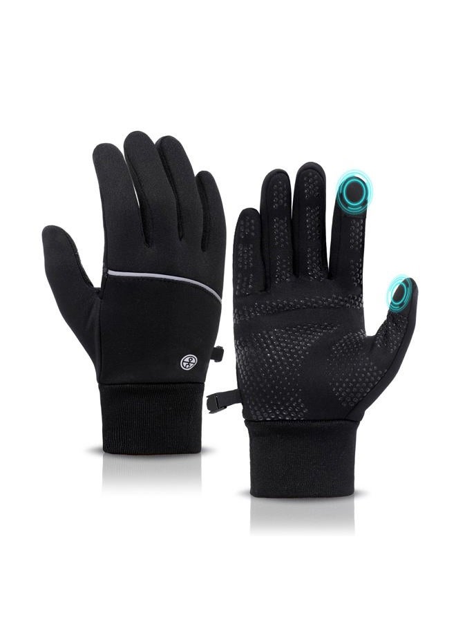 MA COWCF Winter Gloves for Men Women Waterproof Touchscreen Gloves Windproof Non-Slip Stretch for Cold Weather Warm Liner for Running Cycling Driving Hiking (Black, Large) - Image 1