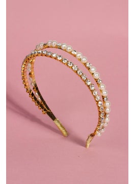 Bahels Women's Gold Pearl Special Design Crystal Double Crown  - Image 1