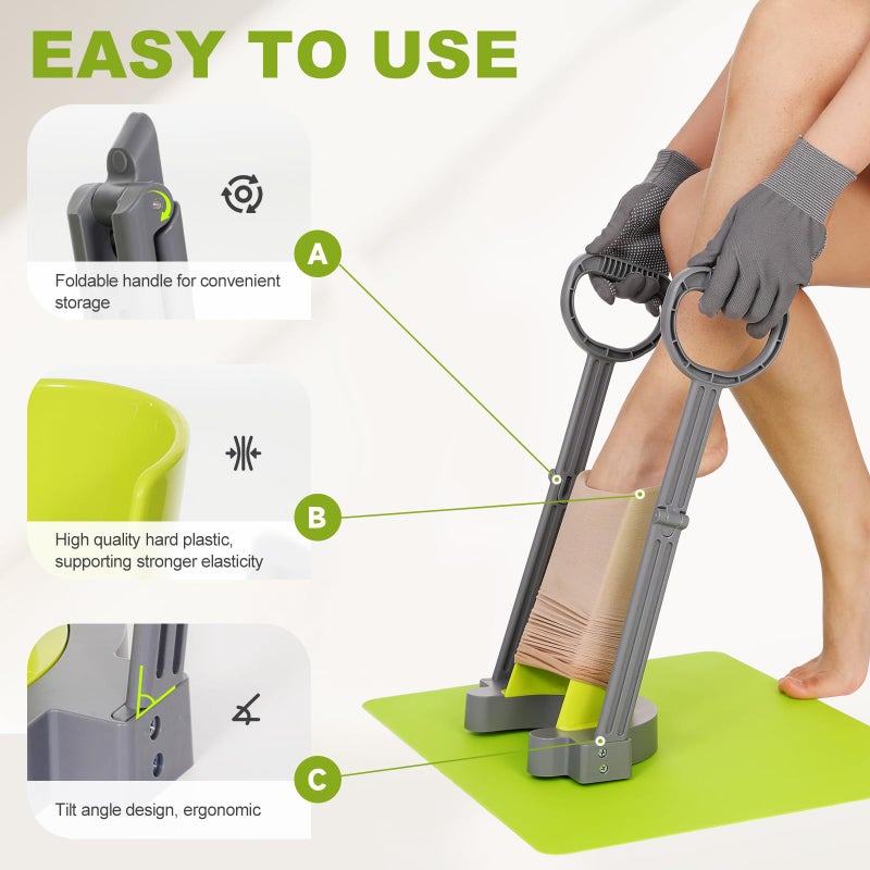 JFMkaer Compression Sock Aid Device | with Silicone Anti Slip Mat, Make The Compression Stockings Fit Properly | Sock Aid Device for Seniors | Sock Assistant Device - Image 2