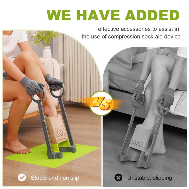 JFMkaer Compression Sock Aid Device | with Silicone Anti Slip Mat, Make The Compression Stockings Fit Properly | Sock Aid Device for Seniors | Sock Assistant Device - Image 3