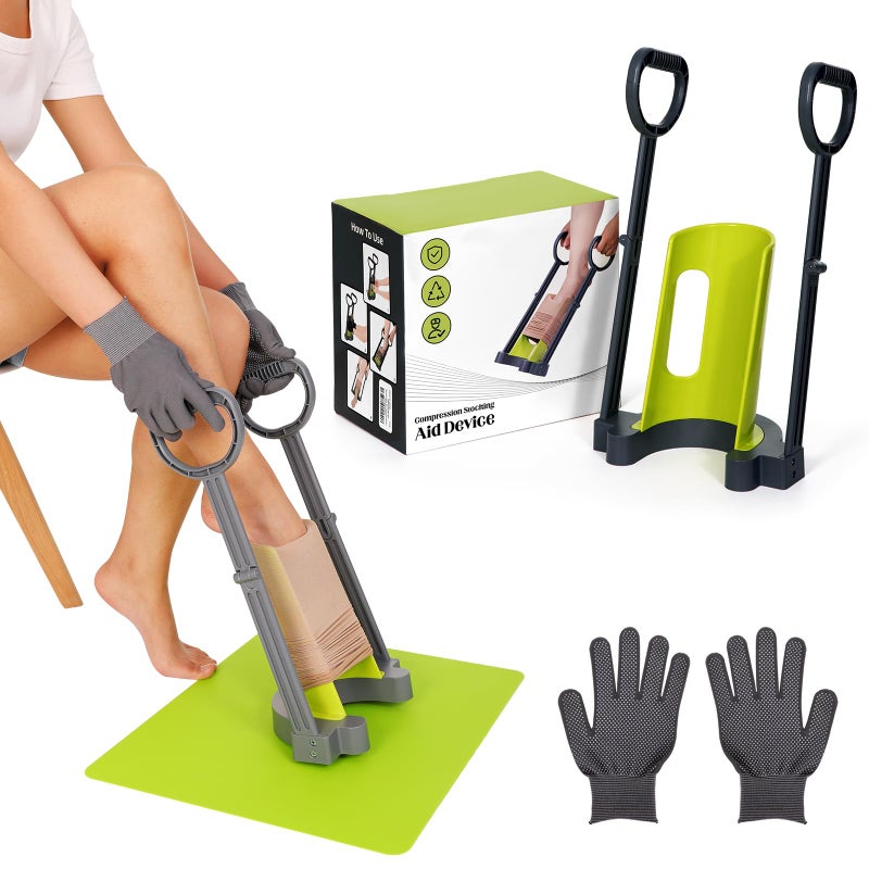 JFMkaer Compression Sock Aid Device | with Silicone Anti Slip Mat, Make The Compression Stockings Fit Properly | Sock Aid Device for Seniors | Sock Assistant Device - Image 1