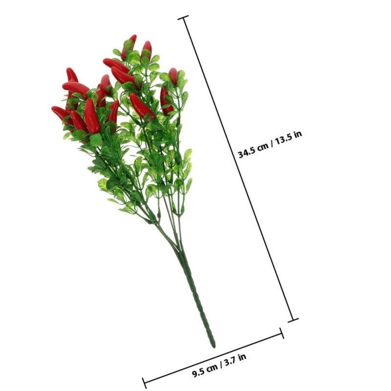 2Pcs Artificial Red Chili Pepper Stems Faux Plant Bouquet Kitchen Home Vase Decor - Image 3