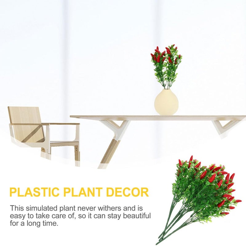 2Pcs Artificial Red Chili Pepper Stems Faux Plant Bouquet Kitchen Home Vase Decor - Image 4