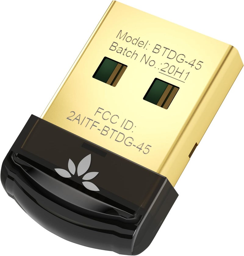 Avantree محول DG45 USB بلوتوث لجهاز الكمبيوتر، الكمبيوتر، سطح المكتب واللابتوب، متوافق مع ويندوز 11/10/8.1/8 فقط - يتصل بسماعات البلوتوث، مكبرات الصوت، لوحات المفاتيح، الفأرات والطابعات (ليس 2.4G) - Image 1