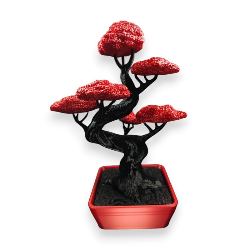 ZATOMIC Twisted Trunk Bonsai Tree for Stylish Home Decor Office Table and Elegant Presentation of Your Plant Art Red Black 