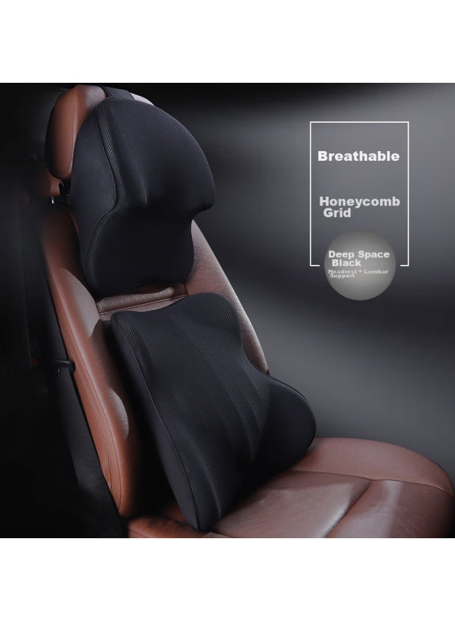 Icaroom Car Headrest And Lumbar Support Set, Memory Foam Lumbar Pillow, Car Headrest, Neck Pillow, Driving Back Cushion Accessories - Image 4