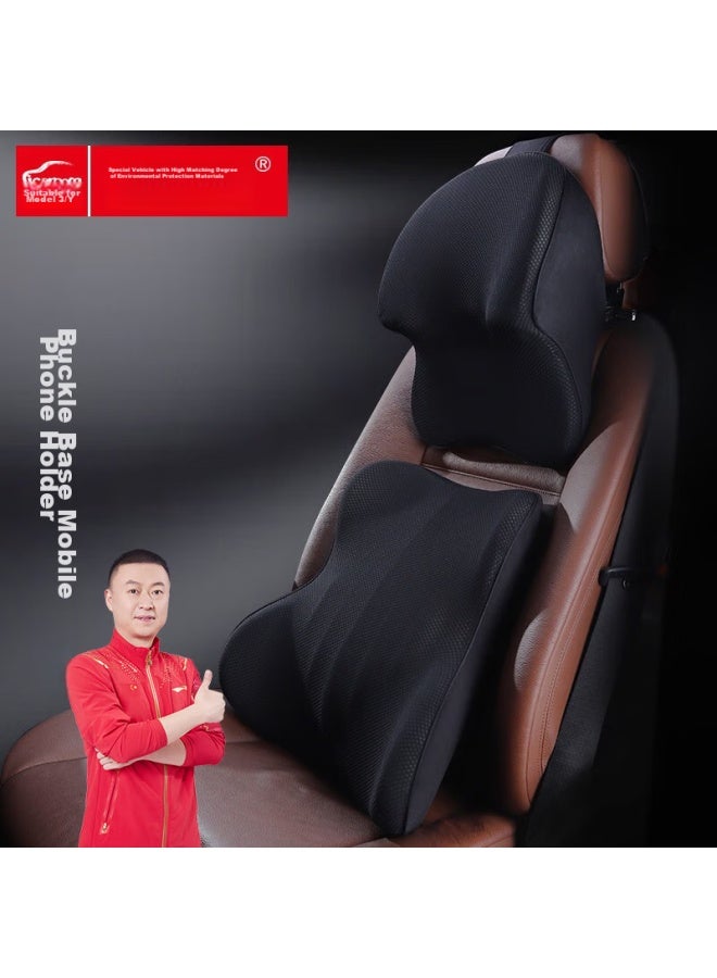 Icaroom Car Headrest And Lumbar Support Set, Memory Foam Lumbar Pillow, Car Headrest, Neck Pillow, Driving Back Cushion Accessories - Image 1