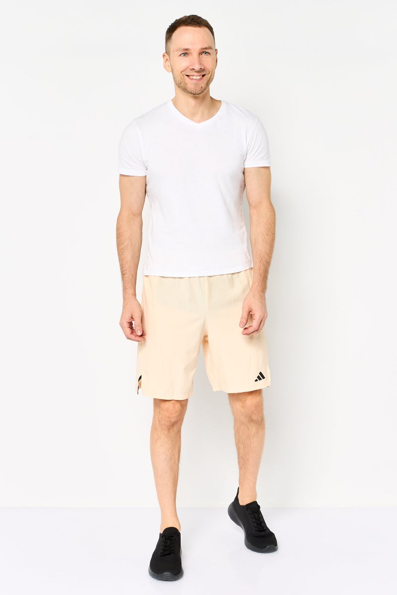 Adidas Men Regular Fit 9 Inseam Training D4T Shorts, Beige - Image 2