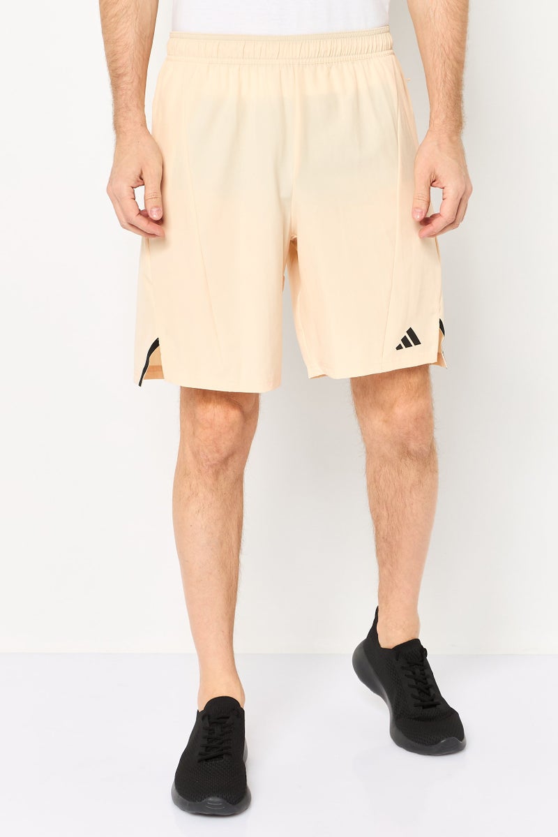 Adidas Men Regular Fit 9 Inseam Training D4T Shorts, Beige - Image 1