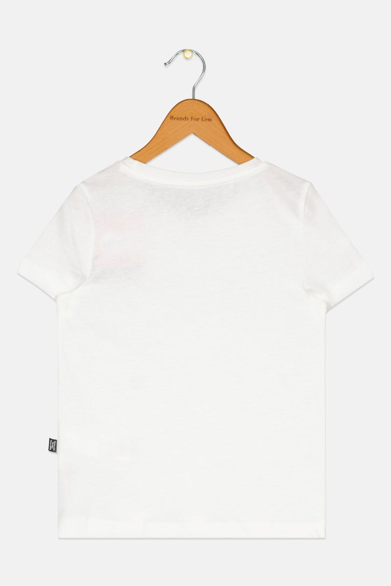 PUMA Kids Girl Sportswear Fit Brand Logo Short Sleeve Tee, White/Black - Image 2