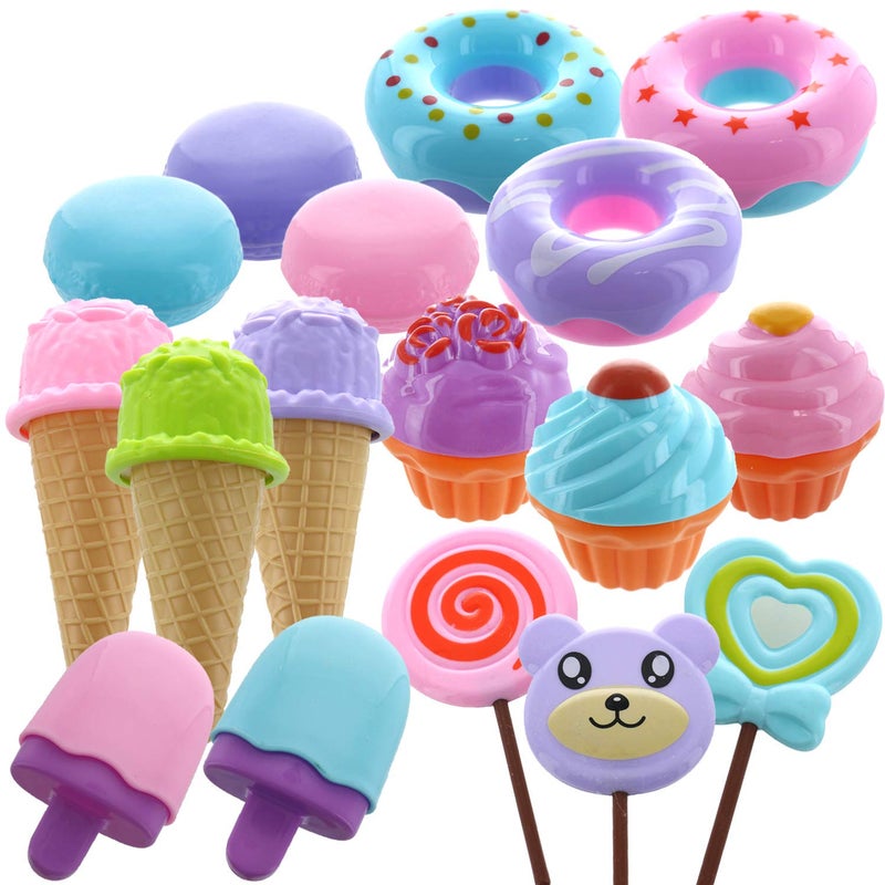 GIFTEXPRESS 17 PCS Pretend Play Food Dessert Set Sweet Treats Assortment Donuts Cupcakes Ice Cream Candy Bars Assorted Dessert Toys for Kids Valentine Toy Set - Image 2