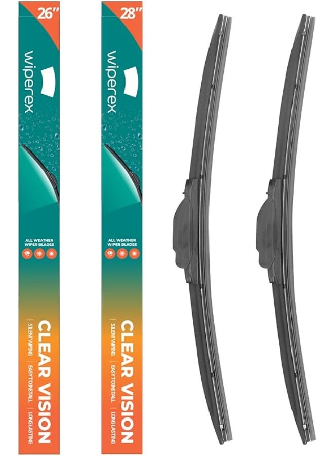 ويبيركس WiperEX 28" + 26" Wiper Blades – Silent, Streak-Free, Anti-Lift, Durable Natural Rubber Pair (Pack of 2) - Image 1