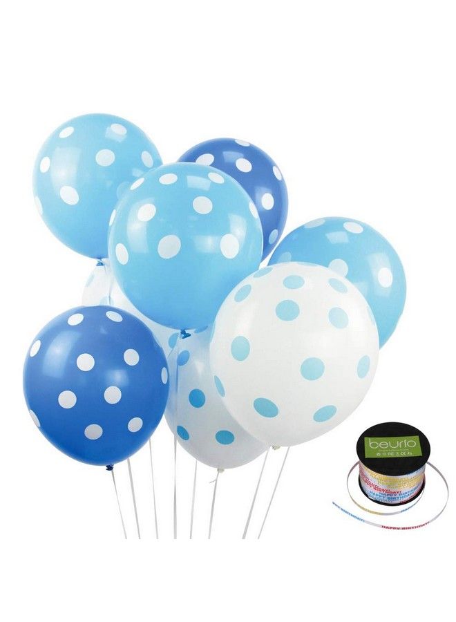 Beurio Blue And White Dots Latex Balloons Baby Shower Decorations Backdrop For Boy, 30 Pcs - Image 2