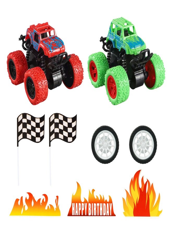 DRWATE Truck Cake Toppers Truck Cake Decorations Flame Blaze Wheel Race Car Cake Toppers for Truck Themed Racing Car Decorations Supplies (Truck) - Image 3