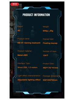 XO INET RGB Gaming wired Keyboard - Black Gaming Keyboard With Phone Stand  - Image 3