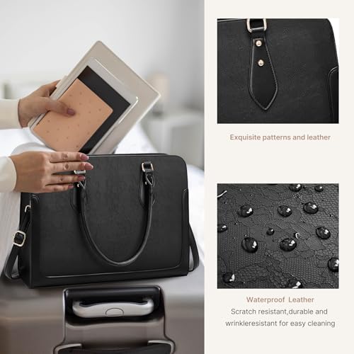 Moulyan Laptop Bag for Women 15.6 Inch Work Tote Bag for Women,Leather Computer Bags Waterproof Tote Professional Briefcase,Large Capacity Business Office Bag for Work - Image 5