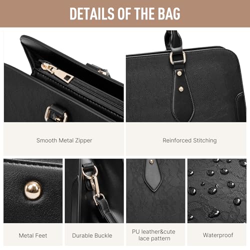 Moulyan Laptop Bag for Women 15.6 Inch Work Tote Bag for Women,Leather Computer Bags Waterproof Tote Professional Briefcase,Large Capacity Business Office Bag for Work - Image 4