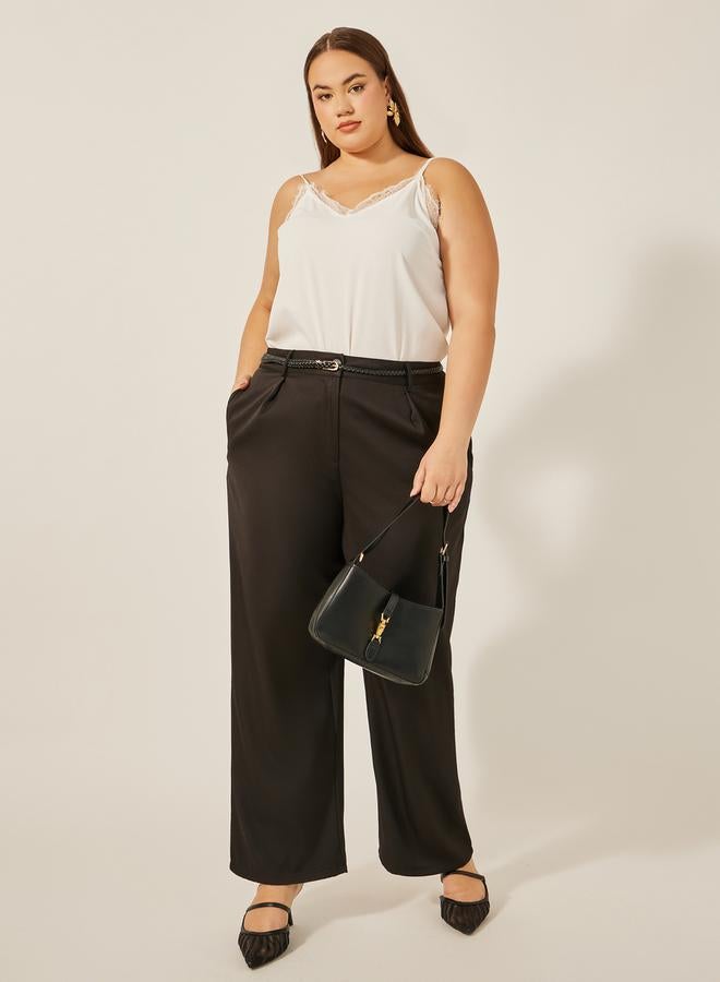 Styli Styli Plus Size Mid Rise Straight Fit Pants - Image 1