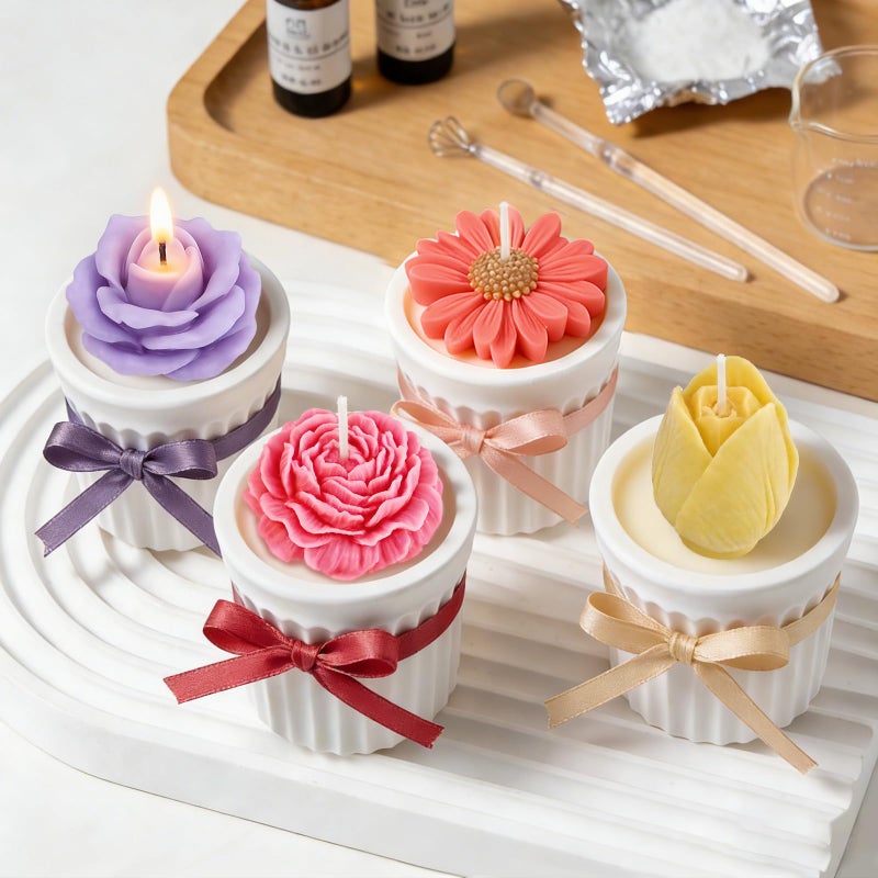 ZQYSING 4 Pcs Flower Silicone Molds Set, 3D Floral Silicone Molds Daisy, Peony, Rose, Tulips, Easy Release, Ideal for DIY Candles, Soap, Epoxy Resin Casting Mom Gifts - Image 2