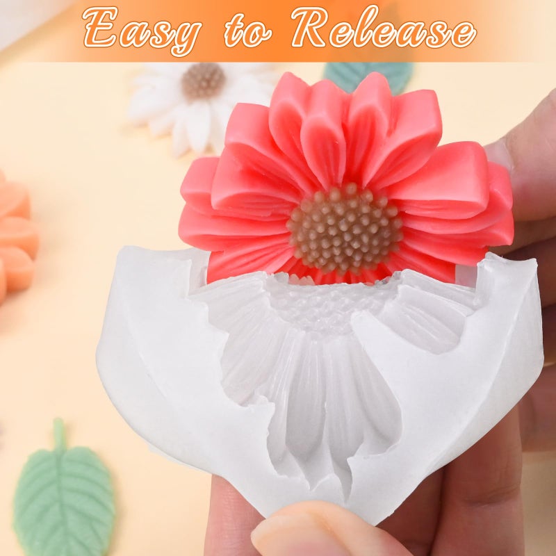 ZQYSING 4 Pcs Flower Silicone Molds Set, 3D Floral Silicone Molds Daisy, Peony, Rose, Tulips, Easy Release, Ideal for DIY Candles, Soap, Epoxy Resin Casting Mom Gifts - Image 5