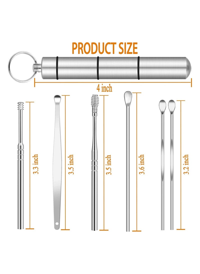 CityRiya-Long Ear Wax Removal Kit, Ear Pick Tools Earwax Removal 6-in-1 Ear Cleansing Tool Set Stainless Steel Ear Curette Ear Wax Remover Tool with Keychain Box  - Image 5