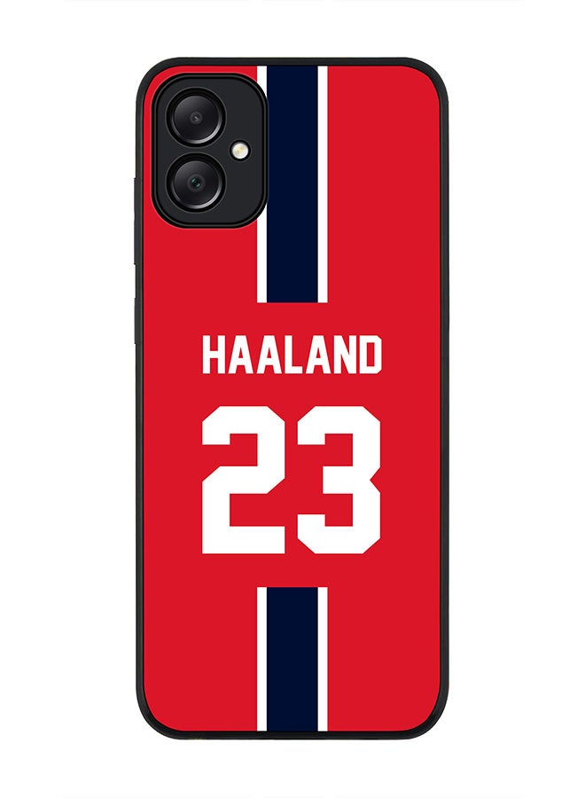 Stylizedd Rugged Black edge case for Samsung Galaxy A05, Slim fit Soft Case Flexible Thin Cover- Football Team-Norway, Player Name-Haaland - Image 1